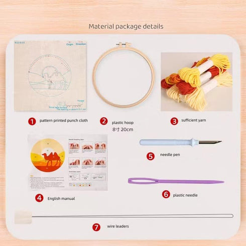 2 Pack Owl,Mushroom Easy Punch Needle Embroidery Starter Kits for Kids and Adults Beginners with Punch Needle Tool,Threader, Stamped Fabric Embroi...