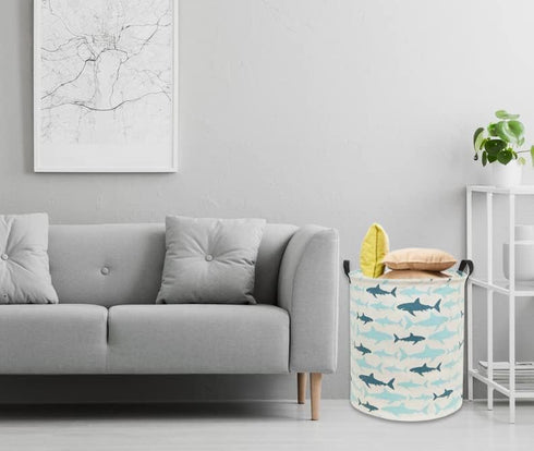 HIYAGON Kids hamper Shark Baby Boys Hamper Kids laundry Hamper Basket Cute Toy Storage Basket Bin Nursery Hamper Girls Shark room Decor (Blue Shar...