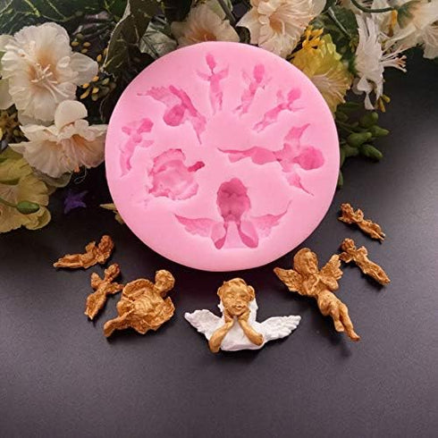 8 Fairy Sizes Shapes Angel Baby 3D Boy Wing Silicone Mold Tools for Make Chocolates Hard Candies Desserts Ice Candles Soap Baking Cake Decor...