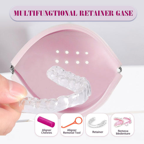 Retainer Case with Vent Holes Slim Silicone Cute Retainer Holder Portable Thin Braces Case Compatible with Invisalign Travel Denture Night Mouth G...