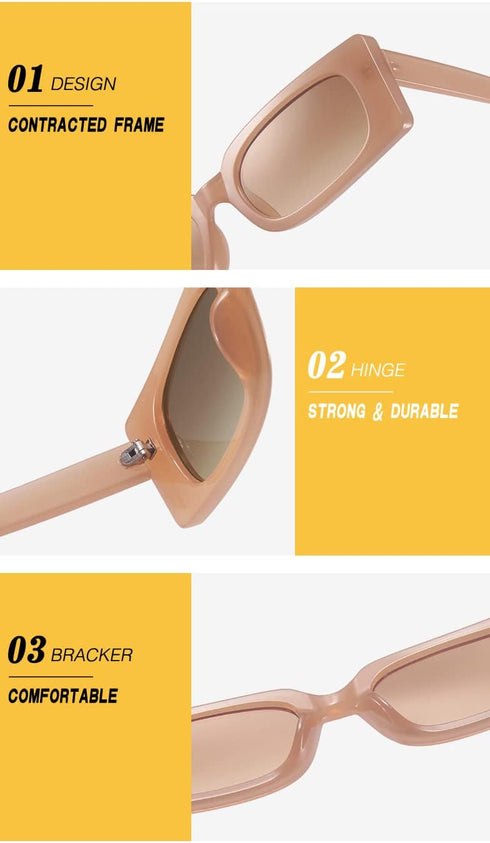 ENTHYI Rectangle Vintage Sunglasses for Women Retro 90s Square Female Chunky Glasses...