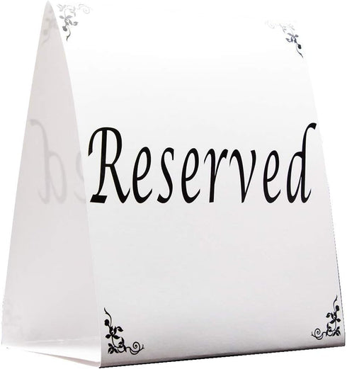 Freestanding Reserved Cards for Wedding Reception Tables, 20 Pk Black and White Design. Double-Sided 5x5.5 Table Tents Are Elegant, Versatile Even...