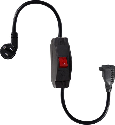 Short Outdoor Extension Cord with On/Off Switch - 1.5FT Waterproof 3 Prong Extension Cord with Inline Switch, 1875W Heavy Duty Black SJTW 14AWG Gr...