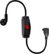 Short Outdoor Extension Cord with On/Off Switch - 1.5FT Waterproof 3 Prong Extension Cord with Inline Switch, 1875W Heavy Duty Black SJTW 14AWG Gr...