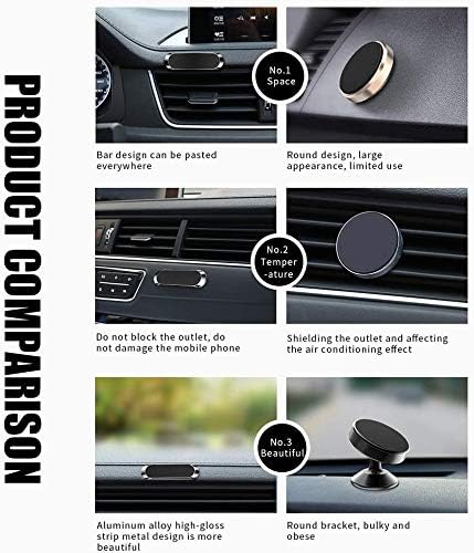 Flat Magnetic Phone Mounts 4 Pack. Black Cell Phone Holder for Car Dashboard, Wall, Truck. Universal Stick on iPad Wall Magnet Mount Kit for Table...