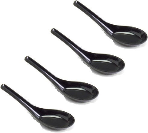 JapanBargain 3192x4, Black Soup Spoons Chinese Japanese Asian Spoons Wonton Miso Ramen Noodle Soup Spoons, Set of 4...