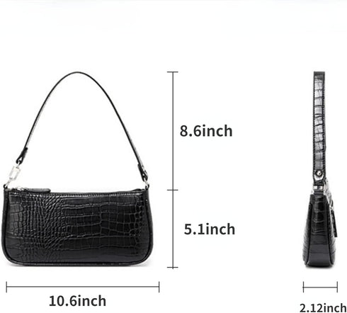Retro Classic Crocodile Pattern Clutch Shoulder Tote HandBag with Zipper Closure Small Purse for Women...