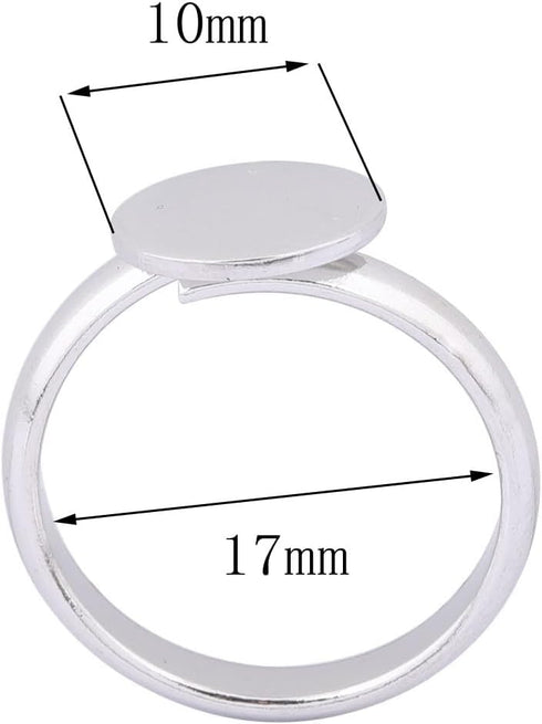 20pcs Stainless Steel 10mm Circle Pad Ring Bezel Blanks DIY Adjustable Fingerring Base Settings for Jewelry Making (Plain Steel)...