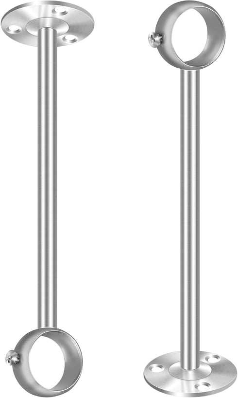 10 Inch Ceiling Curtain Rod Brackets, Heavy Duty Ceiling Curtain Rod Holder for 1 Inch Drape Poles, 2 Pack, Silver...