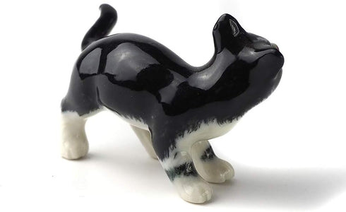 ZOOCRAFT Black Cat Figurine Ceramic Animal Miniature Handcrafted Kitten Gift Decor DIY Craft Design Collectible, 1.10 x 2.40 x 1.34 inches...
