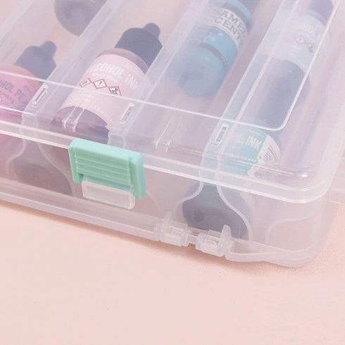 Craftelier - Portable Clear Case with Handle for 2 Tray Alcohol Inks with 24 Paint Pots Capacity | Approximate Dimensions 23.5 x 15.5 x 4.7 cm - (...