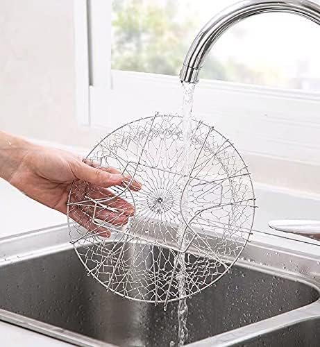 304 Stainless Steel Foldable Steam Rinse Strain Fry Basket Strainer Net Kitchen Cooking Tool for Fried Food or Fruits...