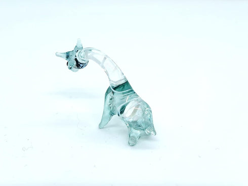 Giraffe Glass Handmade Figurine – Tiny Blown Glass Animal – Miniature Collectible Sculpture – Unique Wildlife Décor Gift (Clear Green)...