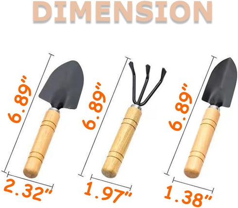 Garden Tool Set 3 Pcs Gardening Succulent Kit Wooden Handles for Small Hand Shovel Transplant Shovel Cultivator Hand Rake for Family Use...