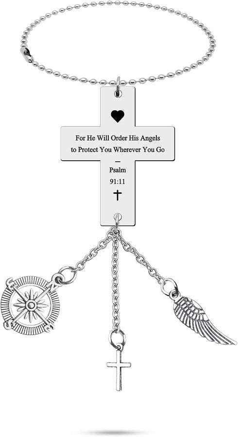 Bible Verse Religious Car Hanging Ornaments Car Pendant for Home Vehicle Religious Car Decor Trucker Hanging for Men Women Car Rear view Mirror Ha...