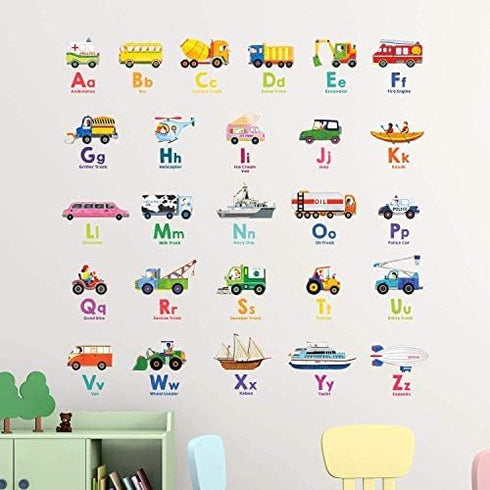 DECOWALL DS8-2005N Transport Alphabet Kids Wall Stickers Wall Decals Peel and Stick Removable Wall Stickers for Kids Nursery Bedroom Living Room...