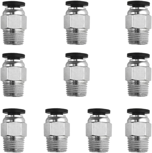 10Pack 1/8" NPT Male Thread 4mm Pneumatic Push-to-Connect-Fittings Air Fittings PC4-N1...