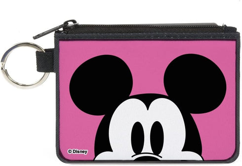 Disney Wallet, Coin Purse, Mickey Mouse Face Character Close Up Pink, Canvas...