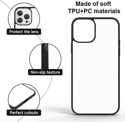 5PCS iPhone 15 Pro Max Sublimation Case with Soft Rubber + Aluminum Blank Printable DIY Customize Phone Cases for iPhone 15 Pro Max Anti-Slip Prot...
