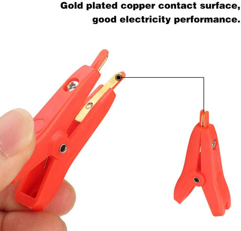 3PCS Clips Walfront P2005 Copper Gold Plating Clip Test Clip Electrical Battery Test Clamp 10A...