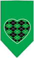 Pet and Dog Bandana Screen Printed, Green Argyle Heart Gray Small...