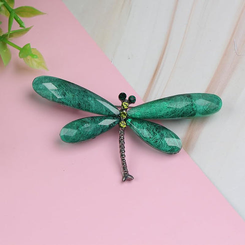 3Pcs Color Dragonfly Brooch Creative Bag Sweater Pin Brooches Insect Gift Dark green Rose red Gray white...