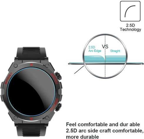 Screen Protector for S66 1.52-Inch Smart Watch, 9H Tempered Glass Protective Film Compatible for Jdcrsj/Lyaarka/Bvlrksc/Brhgph S66 Military Smart ...