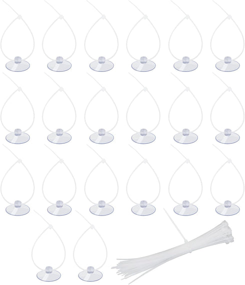 AQUANEAT 20 Pack Suction Cups with 40/100 Zip Ties for Aquarium Fish Tank Decoration Moss Shrimp Nest (20 Pack with 40 Zip Ties)...