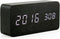 OCT17 Wooden Digital Alarm Clock, Multi-Function Smart Alarm Clock, LED Light Alarm Clock with USB Power Supply, Voice Control, Thermometer - Blac...