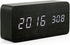 OCT17 Wooden Digital Alarm Clock, Multi-Function Smart Alarm Clock, LED Light Alarm Clock with USB Power Supply, Voice Control, Thermometer - Blac...