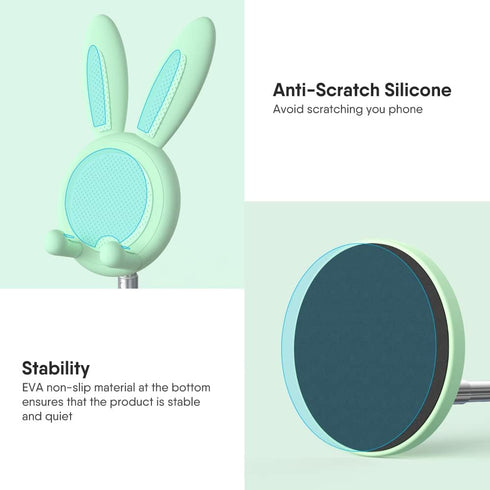 OATSBASF Cell Phone Stand, Adjustable Cute Bunny Phone Stand for Desk, Kawaii Phone Holder Stand, Compatible with All Mobile Phones, iPhone, Kindl...