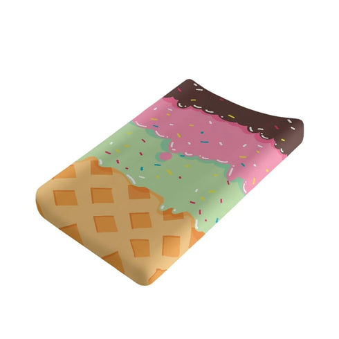 Cute Ice Cream Print Changing Pad Covers for Girls Boys Ultra Soft Cozy Changing Table Sheet Fitted 32"X16" Changing Pad Covers Funny Food Print S...