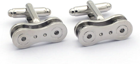 Silver Tone Motorcycle Biker Mechanic Chain Link Cufflinks Cuff Links...