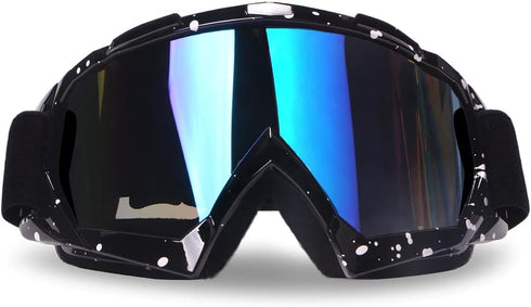 Motorcycle Goggles Dirt Bike Goggles Windproof ATV Dustproof Racing GogglesScratch Resistant Ski Goggles Protective Safety Glasses PU Resin (Black...