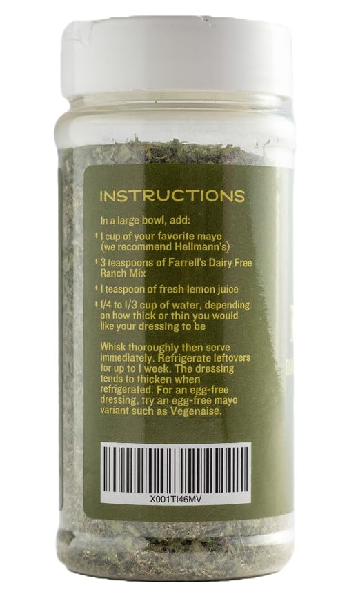 Dairy Free Ranch Mix by Farrell Specialty Foods – Dairy, Egg, Soy, Nut, Sugar, Sodium / & Salt Free – Delicious Salad Dressing, Vegetable Dip & Se...