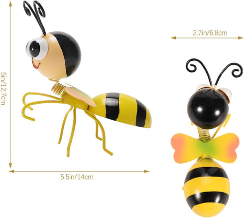 Lewondr Bee Metal Wall Art, 3D Bee Metal Wall Sculpture, Hanging Outdoor Wall Decor Fence Decoration for Garden, Yard, Patio, Indoor Home, Set of ...