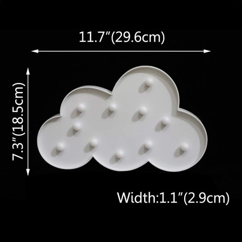 White LED Cloud Marquee Signs, Light Up Cloud Decorative Signs Hanging Hole Nursery Room Night Light for Baby Shower, Party Supply, Christmas Deco...