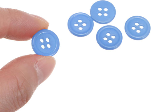 50pcs 20L Sewing Buttons 1/2"(12.5mm) Resin Round Flat 4-Hole Craft Buttons for Sewing Clothing and DIY, Light Blue...