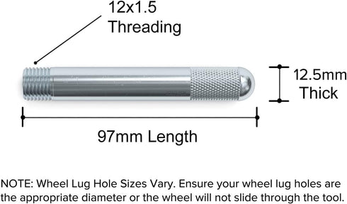Steel Wheel Hanger Alignment Pin Guide Tool - Metric 12x1.5 Threads - Wheel Lug Bolt Automotive Mechanic Tool Compatible with BMW Mercedes Volkswa...