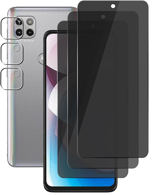 (3+3) For Motorola One 5G Ace/One 5G UW Ace/Moto G 5G (2020) (3 Pack) Anti Spy Private Tempered Glass Privacy Screen Protector and (3 Pack) Camera...