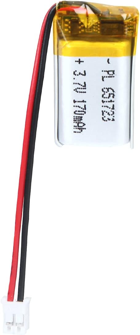 3.7V 170mAh Battery 651723 Lithium Polymer Ion Rechargeable Li-ion Li-Po Battery with 2P PH 2.0mm Pitch Connector...