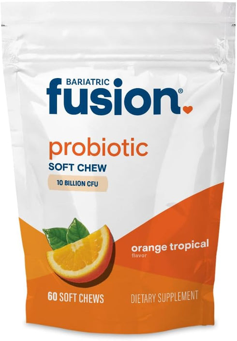 Bariatric Fusion Bariatric Probiotic Soft Chews | Orange Tropical Flavor Chewy Bariatric Vitamin | Bacillus Coagulans 10 Billion CFU Chewable Prob...
