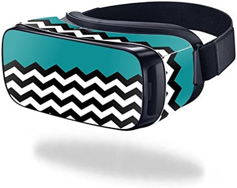 MightySkins Skin Compatible with Samsung Gear VR (Original) Cover wrap Sticker Skins Teal Chevron......