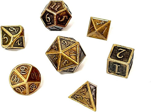 7 Pieces Metal DND Dice Set Retro D&D Polyhedral Dice with Flannel Bag for DND Dungeons and Dragons Role Playing Games (Bronze)...