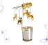 Rotating Candlestick Holder Christmas Carousel Spinning Deer Tea Light Holder Table Decoration (Gold)...