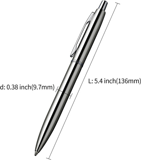 6 Pcs Retractable Metal Ballpoint Pens, for Gift, Business, Office, 1.0mm Medium Point Black Ink, 12 Extras Replaceable Metal Refills - Stainess S...