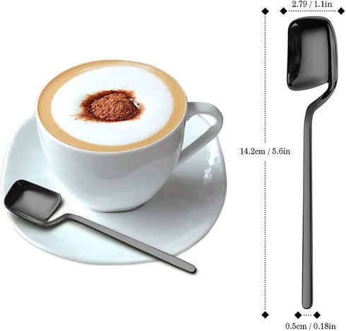 IQCWOOD Coffee Tea Spoons, 5.6 Inches Stainless Steel Small Espresso Spoons for Dessert, Ice Cream, Sugar, Tea, Set of 6 (Black)...
