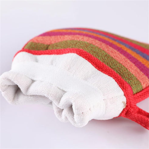 Double Sided Bath Towel Bath Scrubbing Gloves Scrubbing Exfoliator Exfoliating Gloves for Bath Face Scrub Gloves Body Wash Scrubber Elastic, Red...