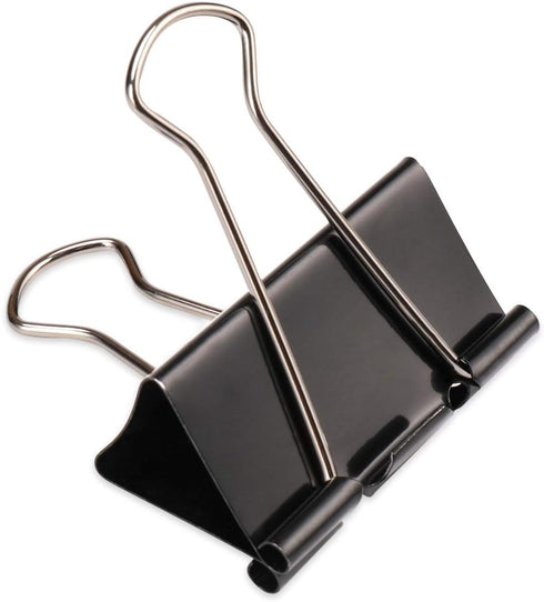 H&S Multi-purpose Jumbo Foldback Clips for Paperwork - (Pack of 10) Black Binder Office Clips for Paper & Pictures - Bulldog Large Binder Clips fo...