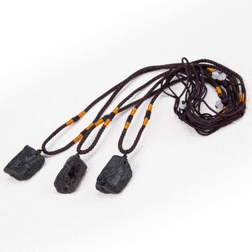 2Pcs Natural Black Tourmaline Stone Pillar Pendant Necklace Tourmaline Amulet Natural Free Form Crystal Healing Pendant...